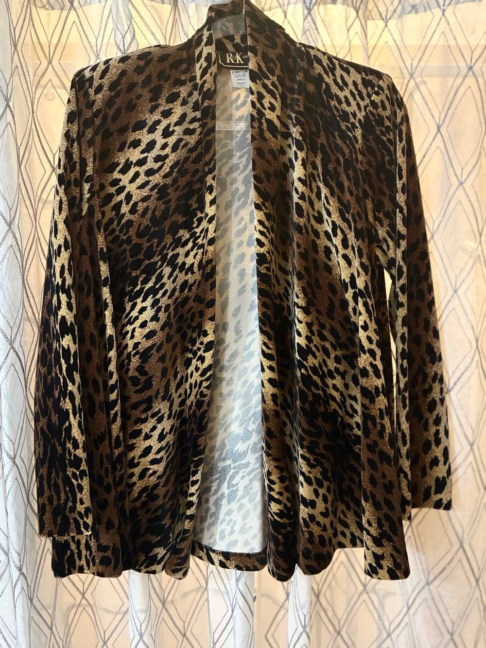 R&M Women's Leopard Print Open Cardigan - Brown/Black/Cream